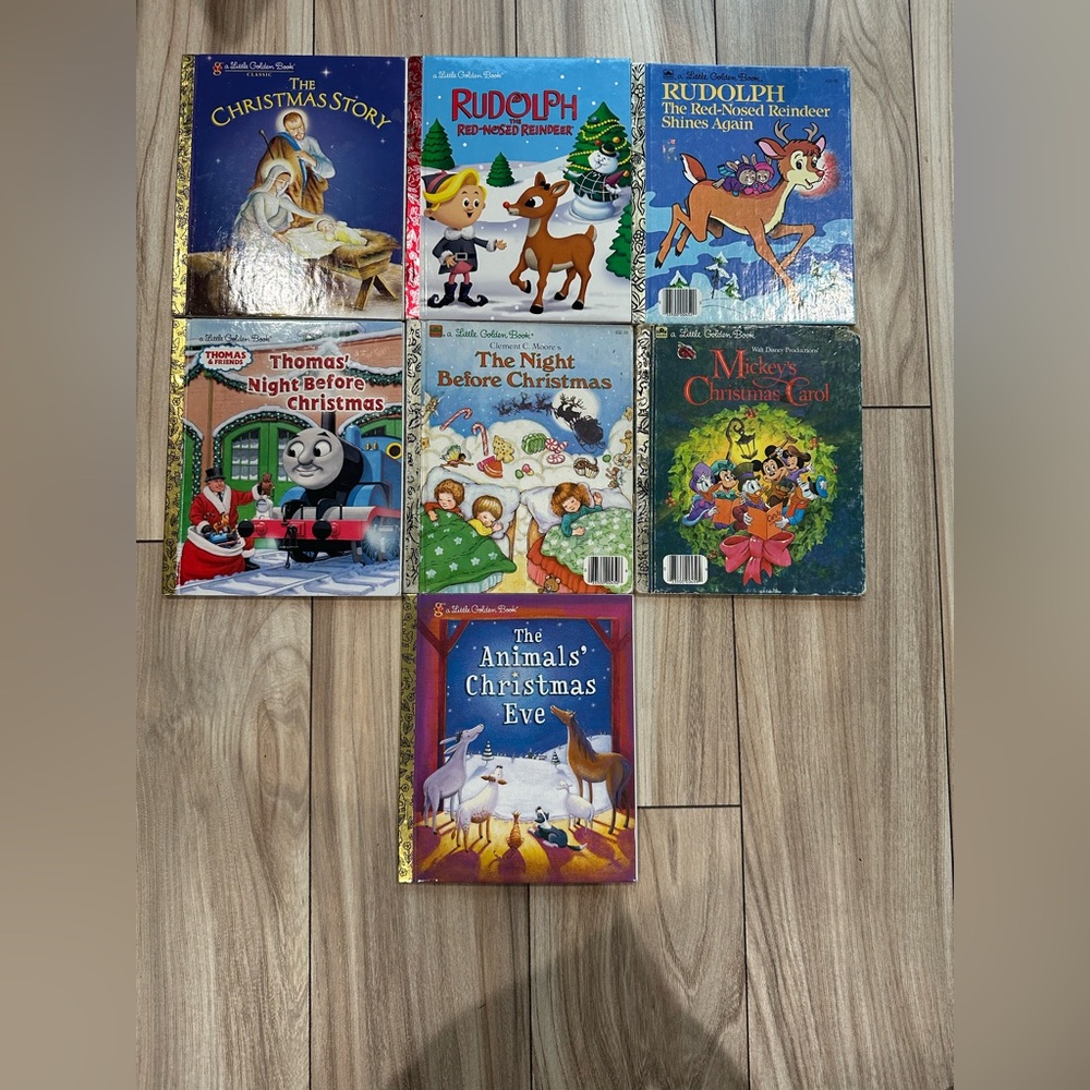 7 Vintage Little Golden Books Christmas Books 1980-2013